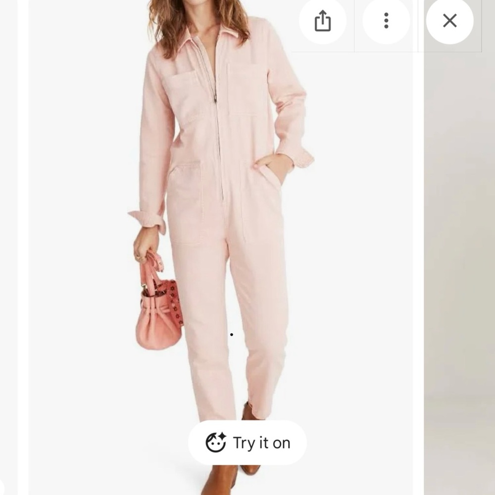 Madewell Women's Pink Jumpsuit, long sleeve